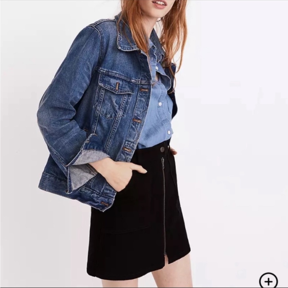Madewell Black Denim Zip Utility Mini Skirt size 27